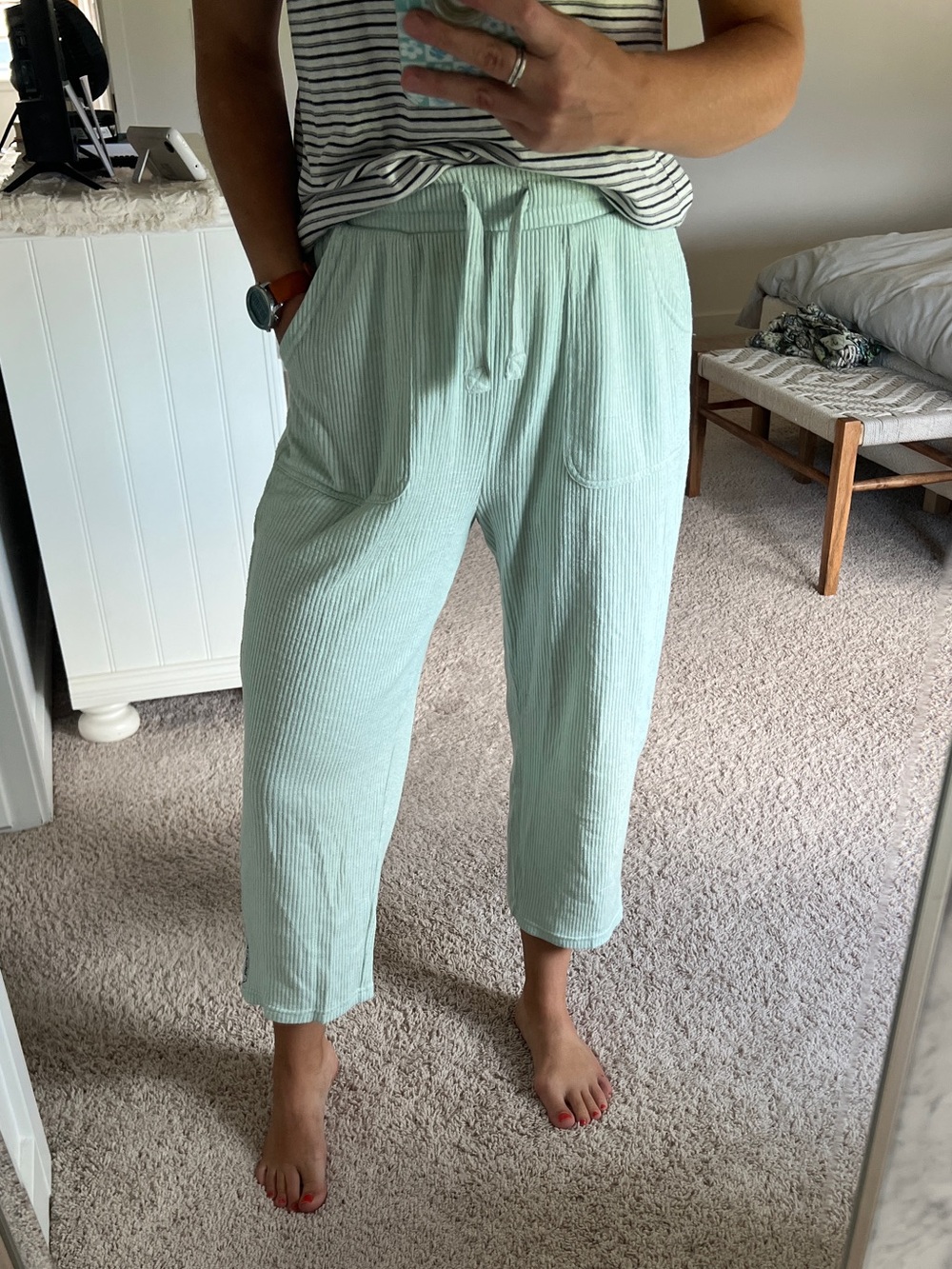 Gymshark Relaxed Ribbed Pants Light Blue Mint | Women’s Athleisure Lounge Pants